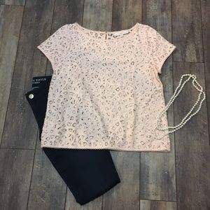 LOFT Blush lace top size small